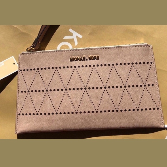 MICHAEL Michael Kors Handbags - LAST 1 LEFT  Michael Kors Large Zip Clutch Ballet